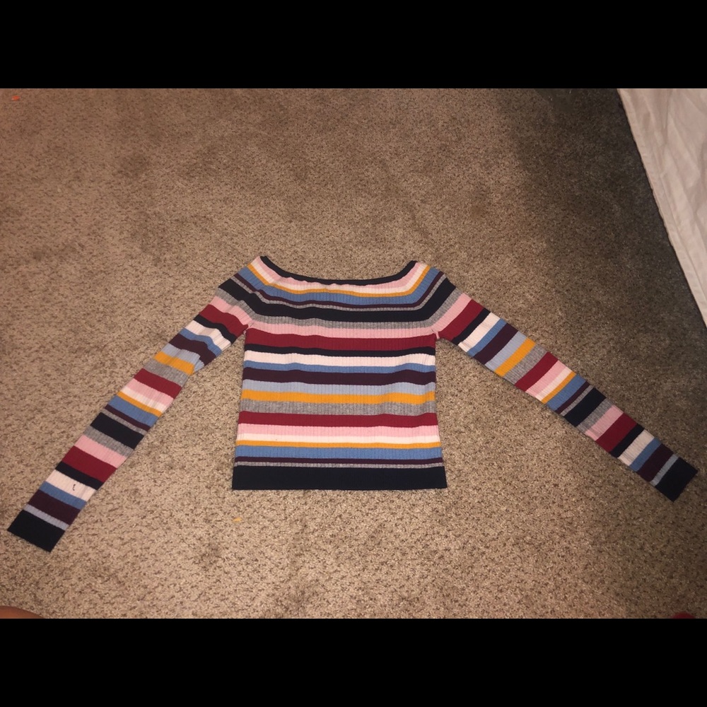 Kendall and Kylie striped sweater crop top